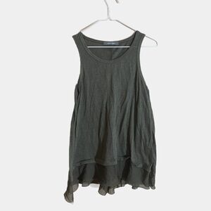 Coin 1804 green button and split back sleeveless tank top - women's Small